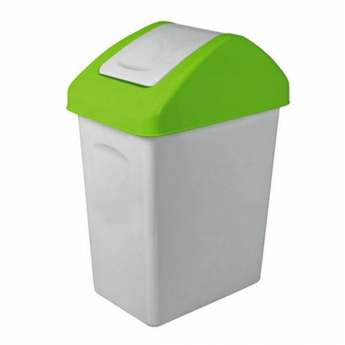 Kôš na odpad preklápací 10 l, plastový, SWING zeleno - sivý