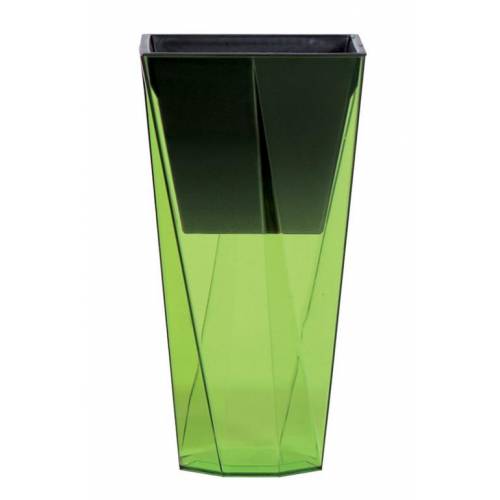 Kvetináč transparentný plastový, priemer 14cm, URBI twist, zelený