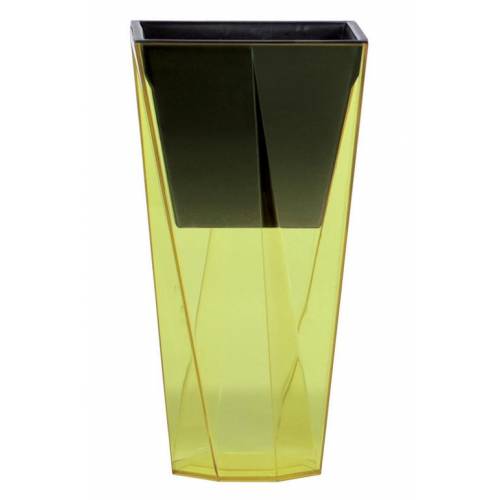 Kvetináč transparentný, plastový, priemer 14cm, URBI twist, žltý