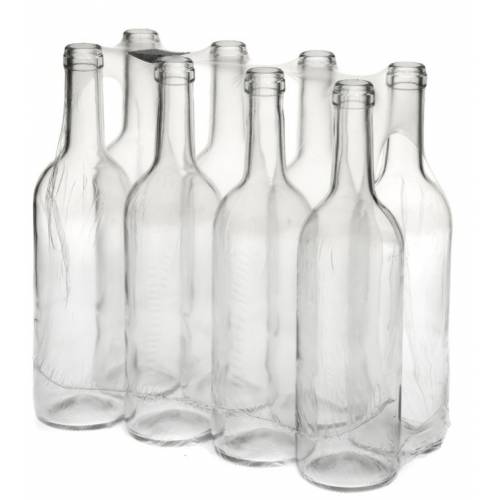 Fľaša na víno sklenená 750 ml číra 8ks/bal