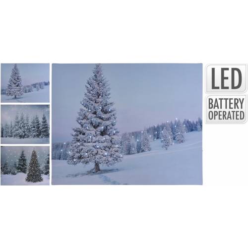 Obraz vianočný 50x40 cm s LED osvetlením, stromy mix xxx
