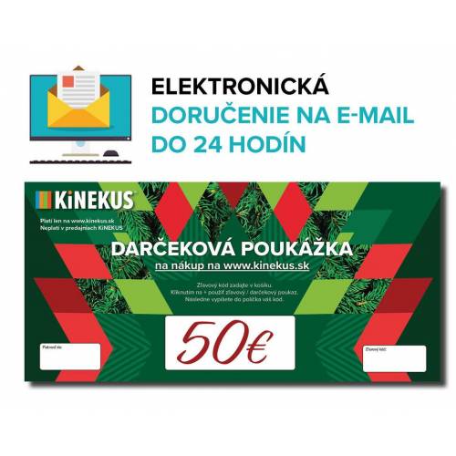 Darčeková poukážka 50 €, zelená, e-mailom