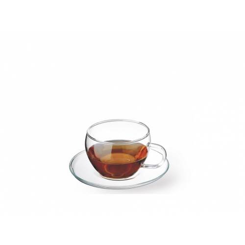 Šálka s podšálkou, na kávu, čaj,  sklenená, 250 ml, EVA SIMAX, 4+4 ks