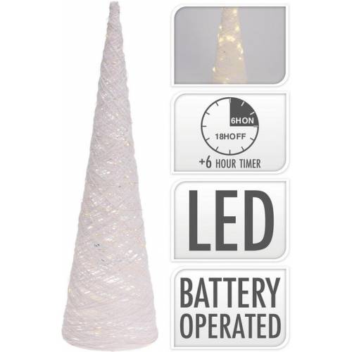 Dekorácia/svietnik pyramída 30 LED 60 cm biela