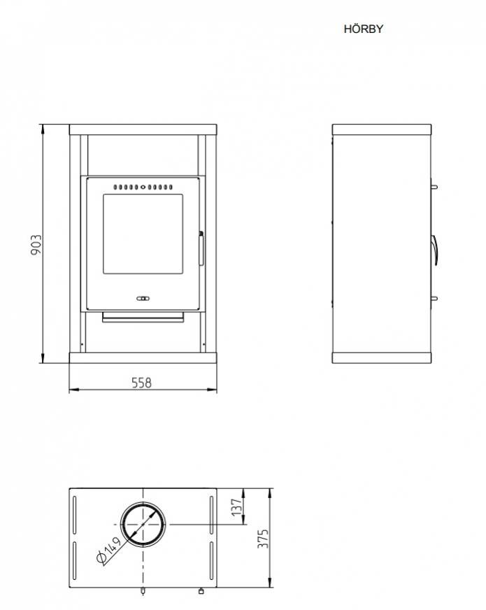 Krbové kachle HORBY, 7 kW, čierne