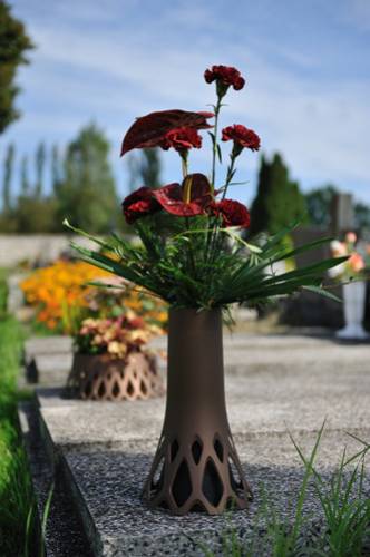 Váza na hrob ROSETA 1L so záťažou bronzová