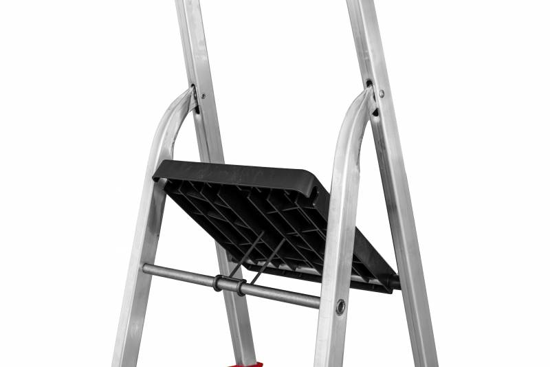 Rebrík, schodíky hliníkový ALW 1x3, jednostranný, priečkový, s plošinkou