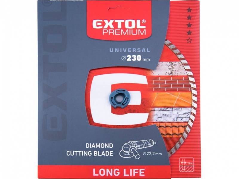 EXTOL PREMIUM Kotúč rezný diamantový Turbo Long Life, 230mm
