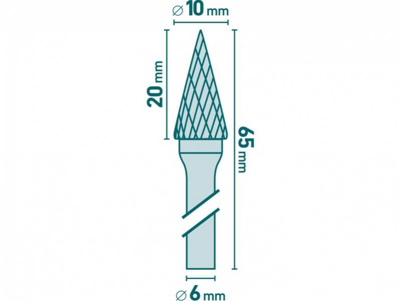 EXTOL INDUSTRIAL Fréza karbidová kónická špicatá, pr.10mm