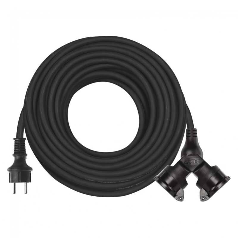 Predlžovací kábel gumový – 2 zásuvky, 25m, 3× 1,5mm2, IP44