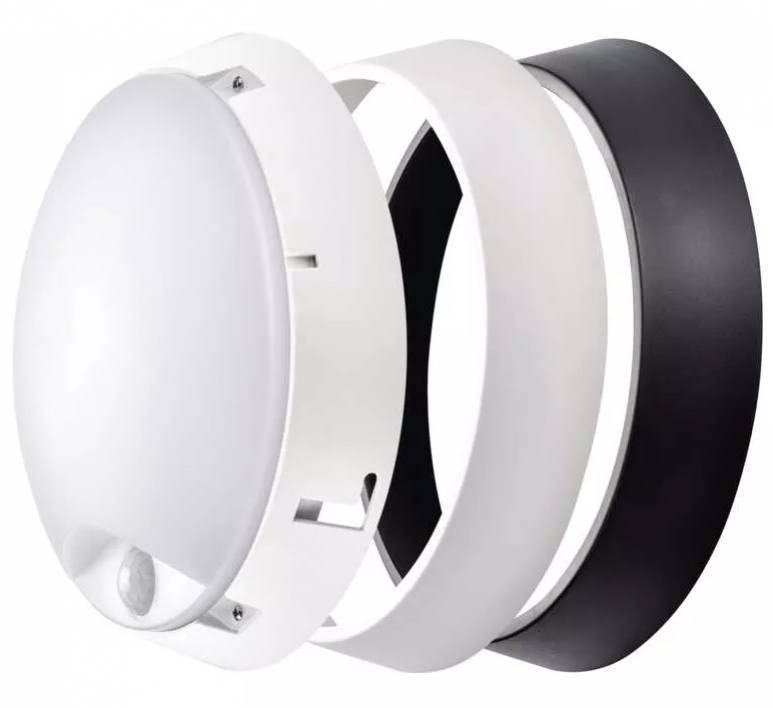 LED svietidlo prisadené kruhové so senzorom, 14W, neutrálna biela, priemer 21,5cm, čierna/biela
