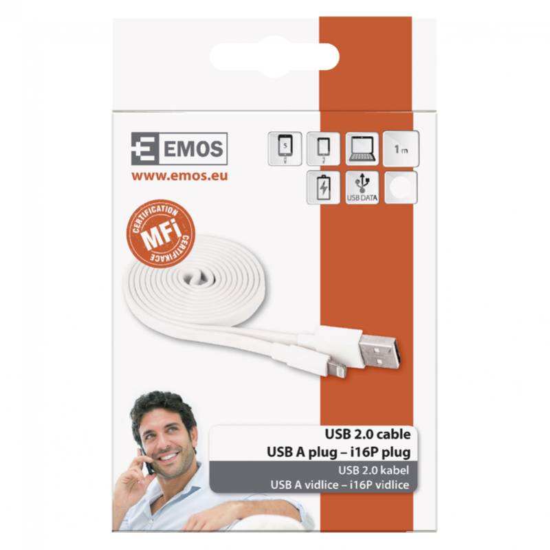 USB kábel 2.0 A/M - i16P/M 1m biely