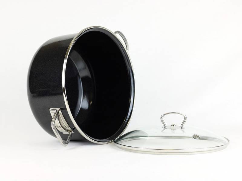 Smaltovaný hrniec s pokrievkou SFINX PREMIUM 1,5 l/16 cm, čierny