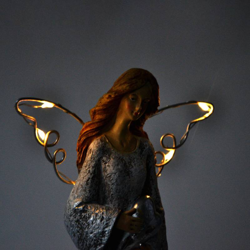Postavička anjel s LED krídlami 13x6,5x28 cm