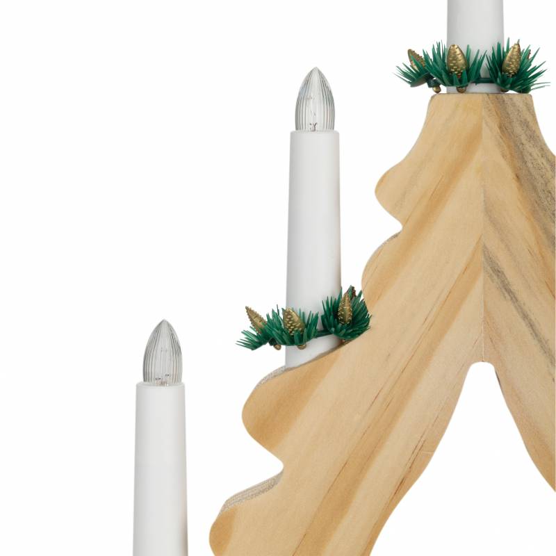 Svietnik vianočný stromček LED 5 sviečok, drevo