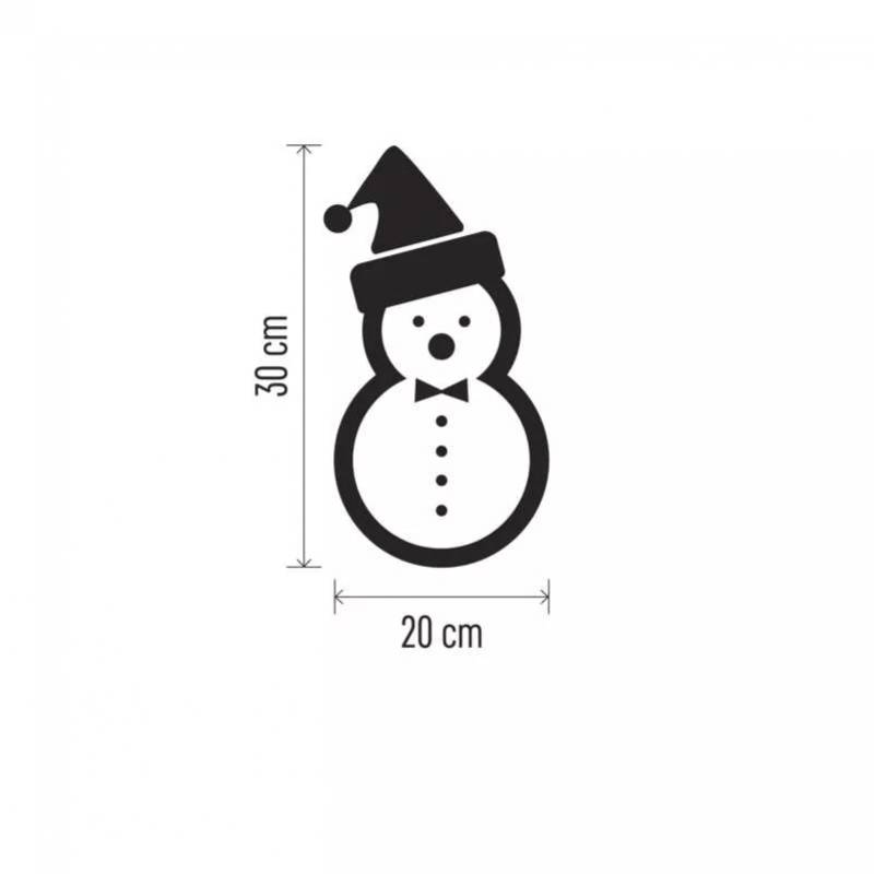 LED vianočný snehuliak drevený, 30 cm, 2x AAA, vnútorný, teplá biela, časovač