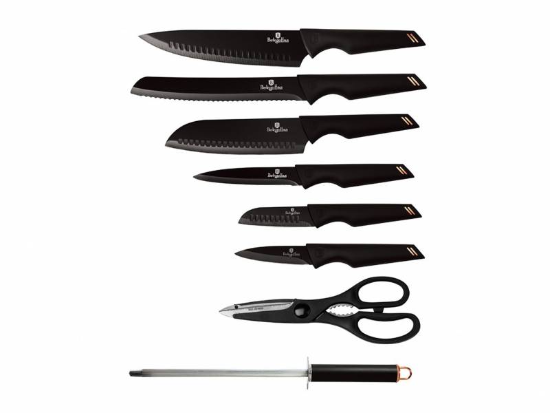 Nože v stojane 8-dielna sada s nožnicami BLACK ROSE BH-2421