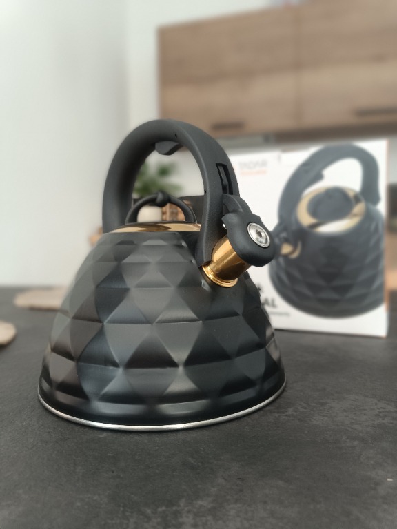 Čajník nerez 3l CRYSTAL čierny matný + zlatá